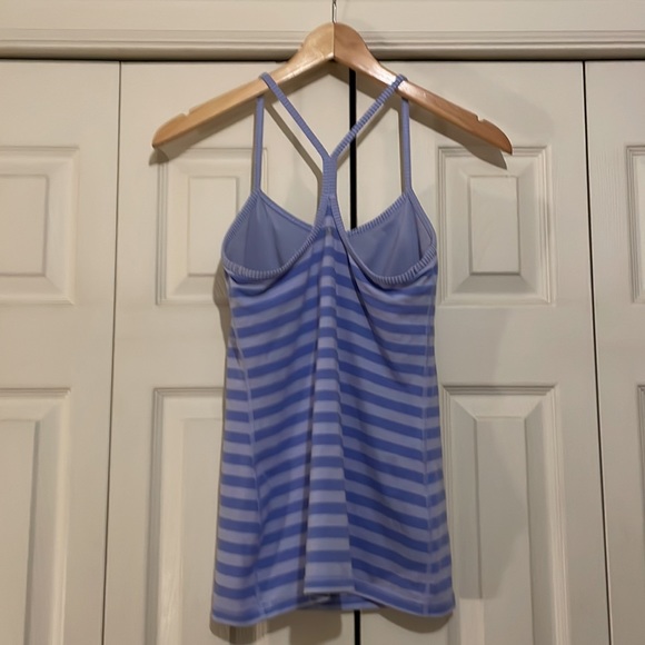 Lululemon Power Y Tank Blue Stripe Size 6 - Picture 3 of 7